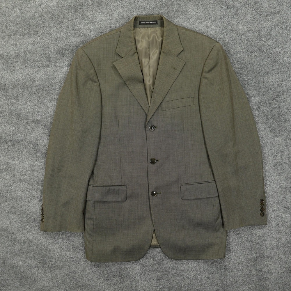 Andrew Fezza Suit Jacket Mens 36R Green Wool 3 Button Notch Lapel Lined‎
